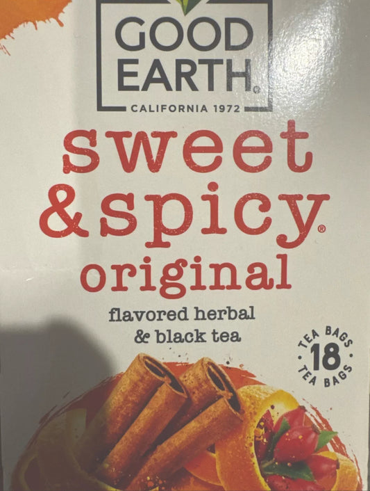 Good Earth Herbal and Black Tea, Sweet and Spicy, 18 Count Tea Bags